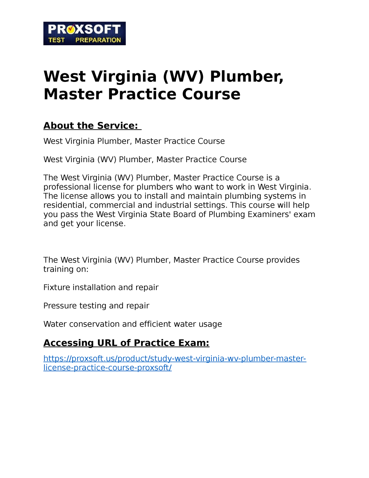 instaling West Virginia plumber installer license prep class