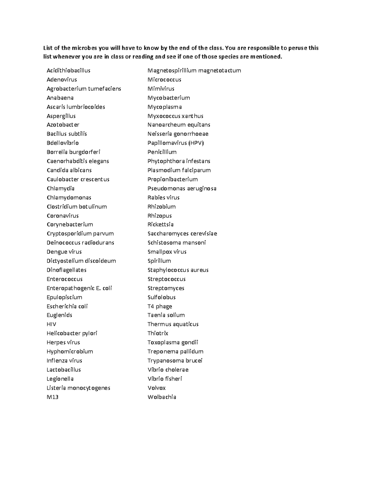 Microbes - Lecture notes 1 - Warning: TT: undefined function: 32 List ...