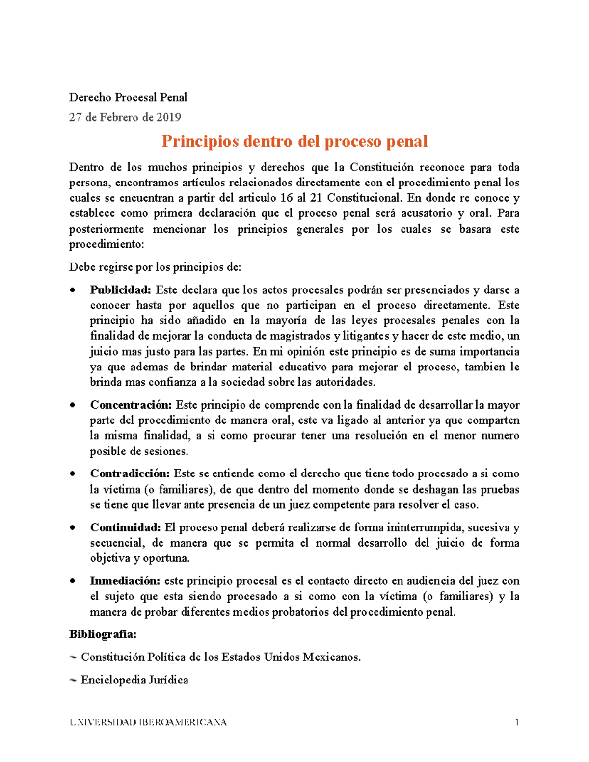 Principios del proceso penal - Derecho Procesal Penal 27 de Febrero de ...