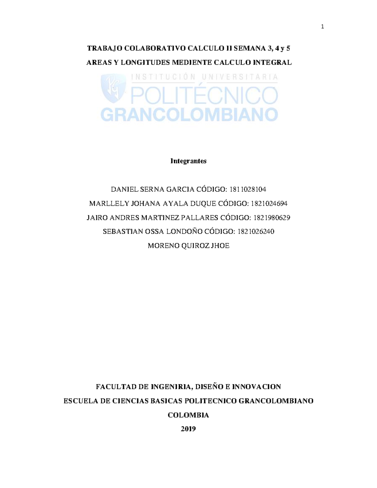 Calculo I Semana 3, 4 Y 5 - TRABAJO COLABORATIVO CALCULO II SEMANA 3, 4 ...