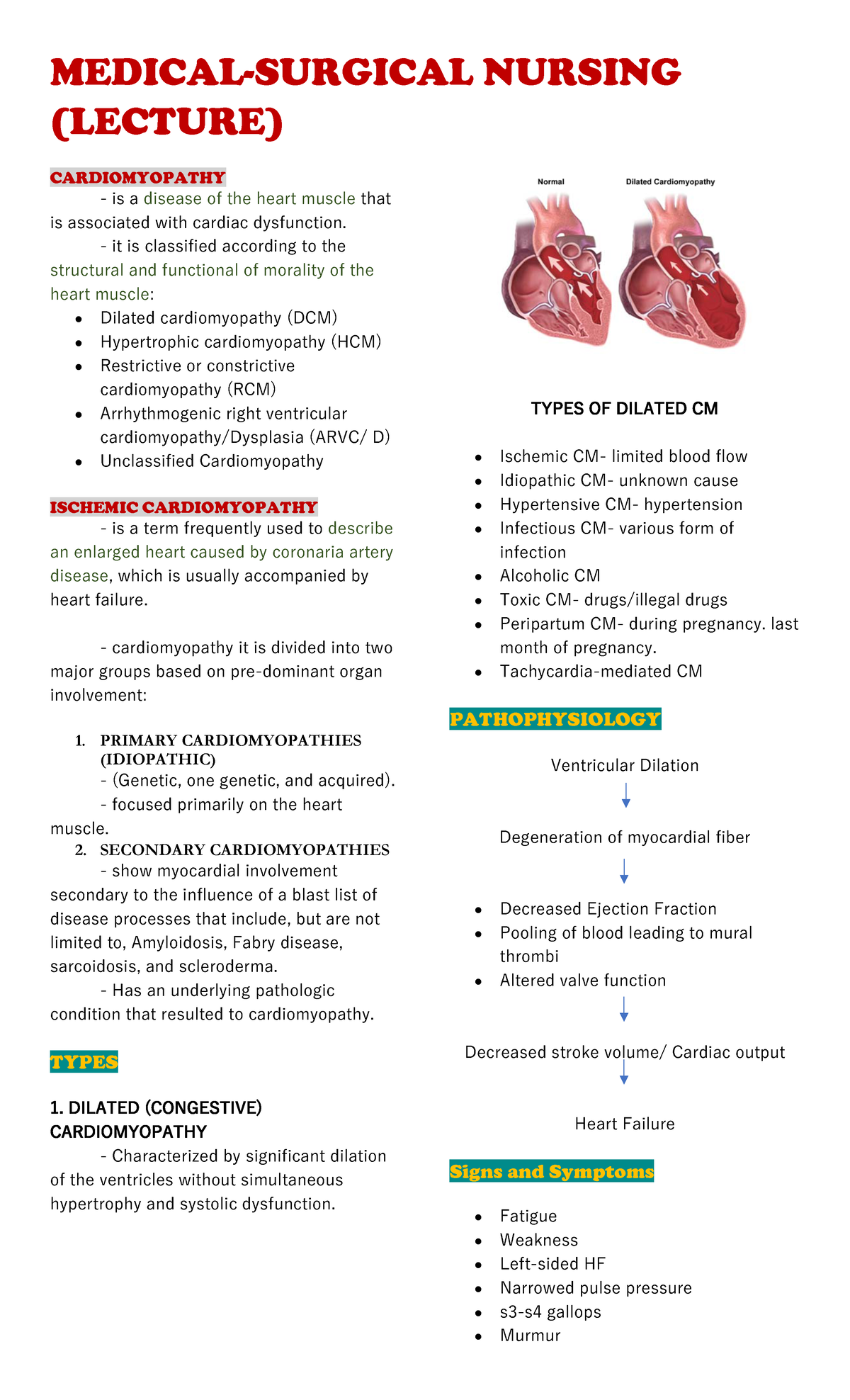 Cardiomyopathy - (LECTURE) CARDIOMYOPATHY is a disease of the heart ...