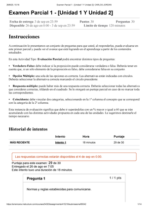 Examen Parcial 1 Unidad 1 Y Unidad 2 Comunicaci N Empresarial - Examen ...