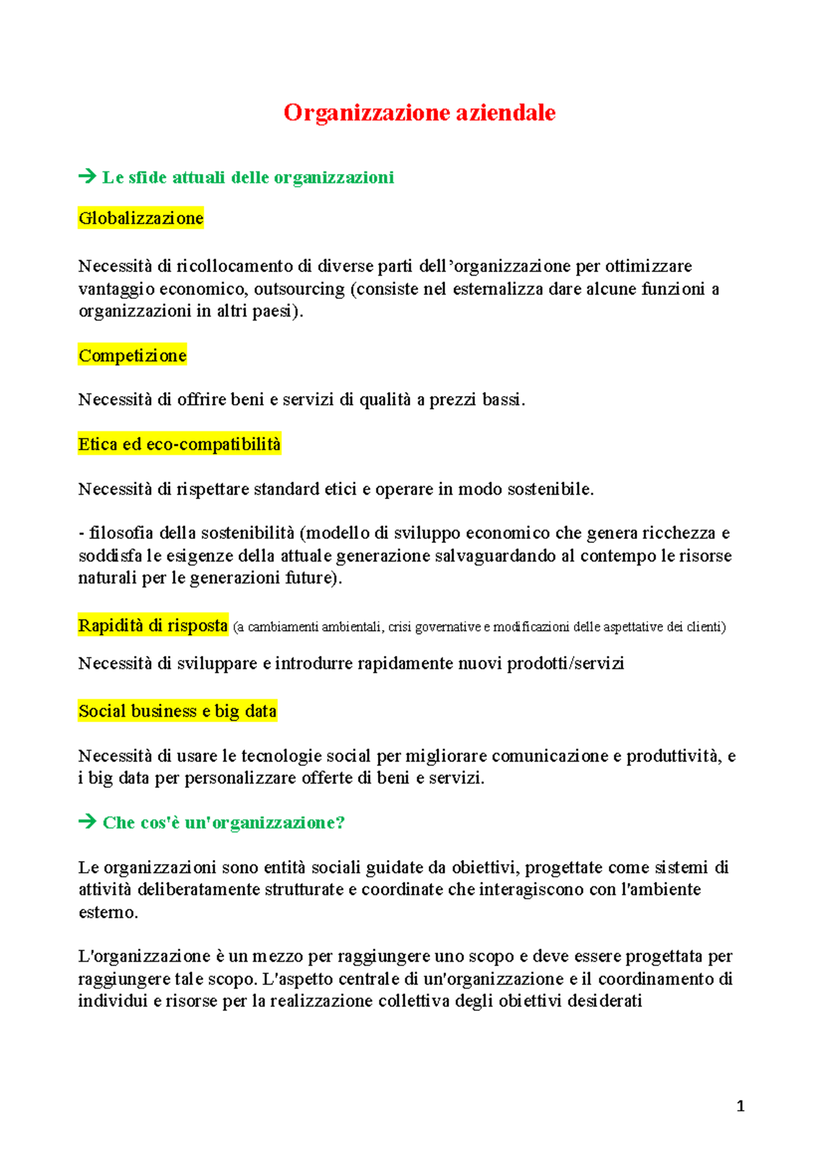 Organizzazione Aziendale_riassunto Slide Prof. Montani - Organizzazione ...