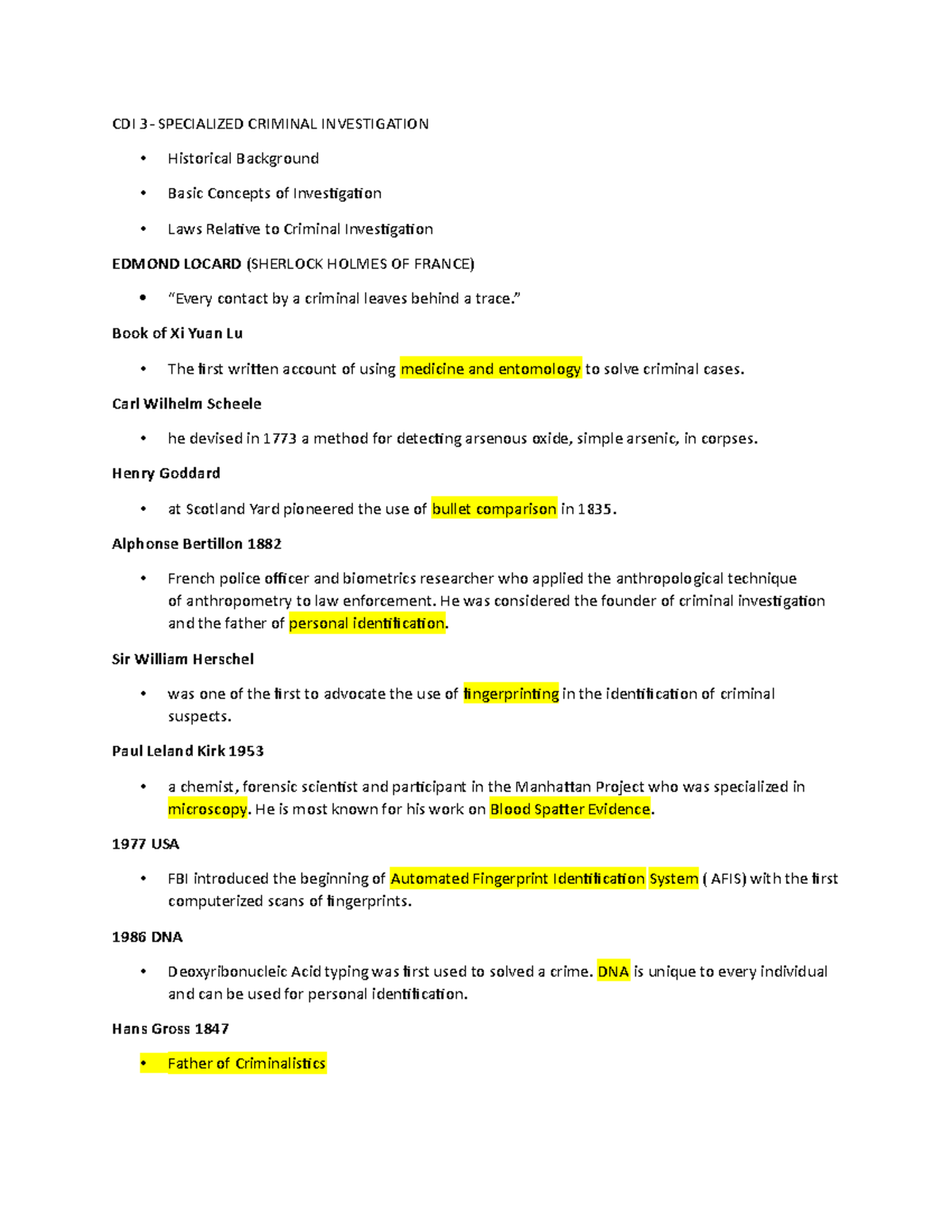 CDI 3 - DASEEECF - CDI 3- SPECIALIZED CRIMINAL INVESTIGATION Historical ...