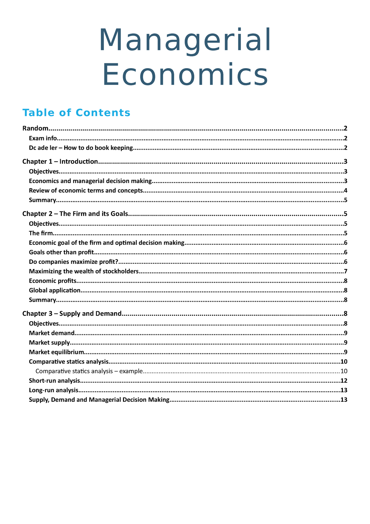 Managerial Economics - Chapter 1-3 - Managerial Economics - Studocu