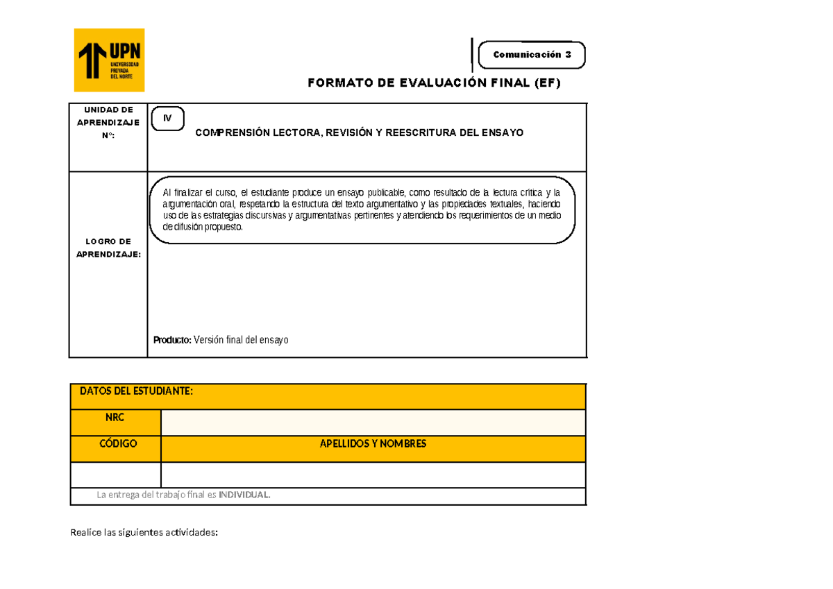 Com 3 Formato DE Entrega EF- Definitivo - FORMATO DE EVALUACIÓN FINAL ...