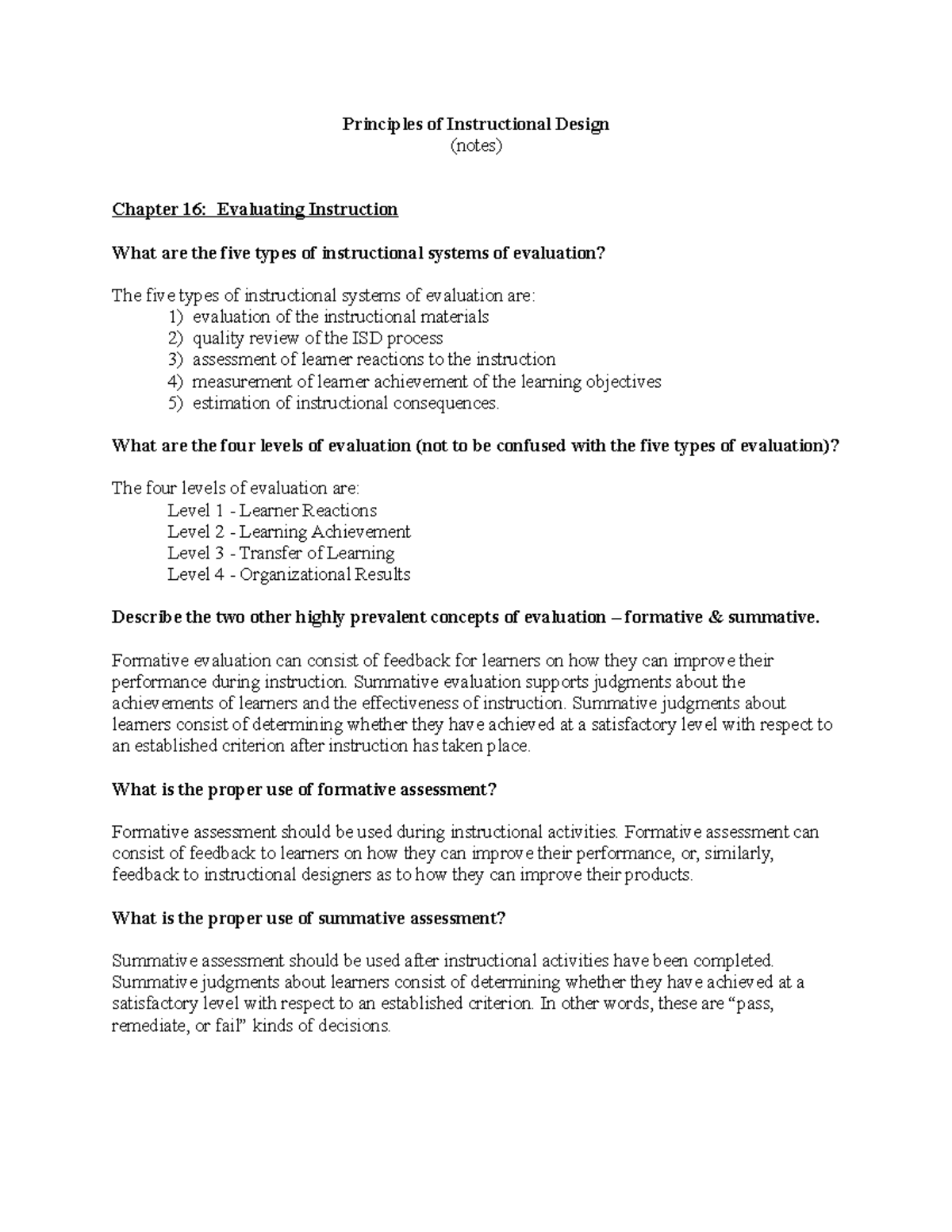 JZT2 - Curriculum Evaluation Notes (Principles of Instructional Design ...