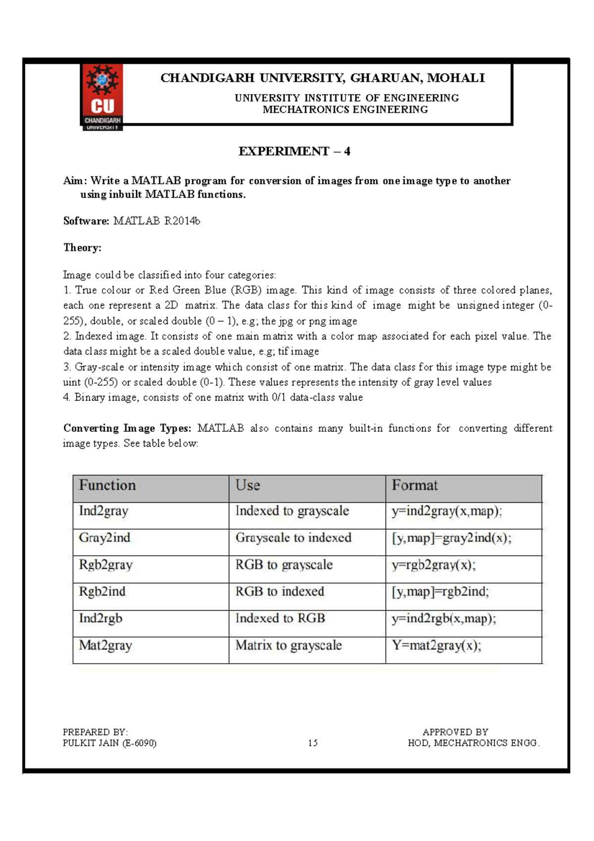Exp-4 manual - IMAGE PROCESSING - UNIVERSITY INSTITUTE OF ENGINEERING ...
