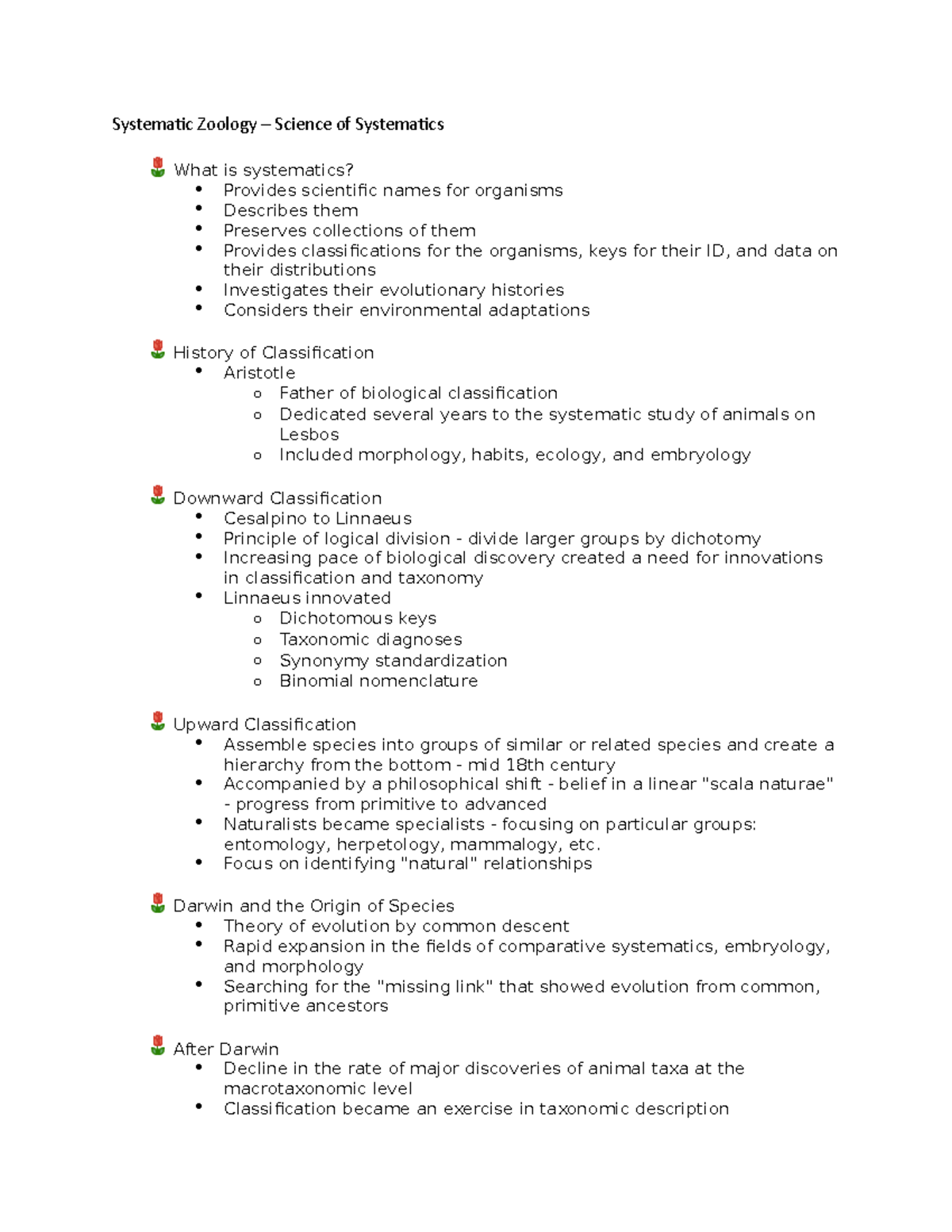 Systematic Zoology Focus on identifying "natural" relationships Darwin and the Origin Studocu