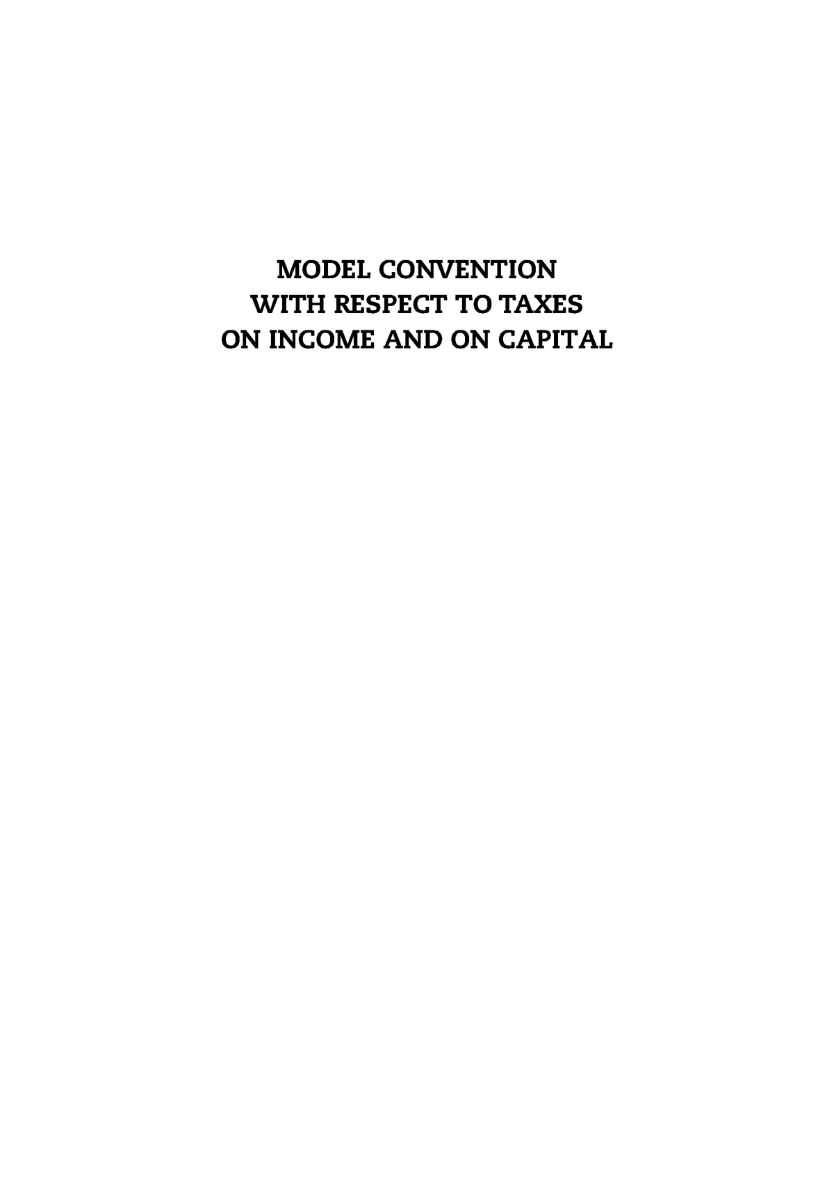 Organisation For Economic Co-operation And Development (OECD) Model Tax ...