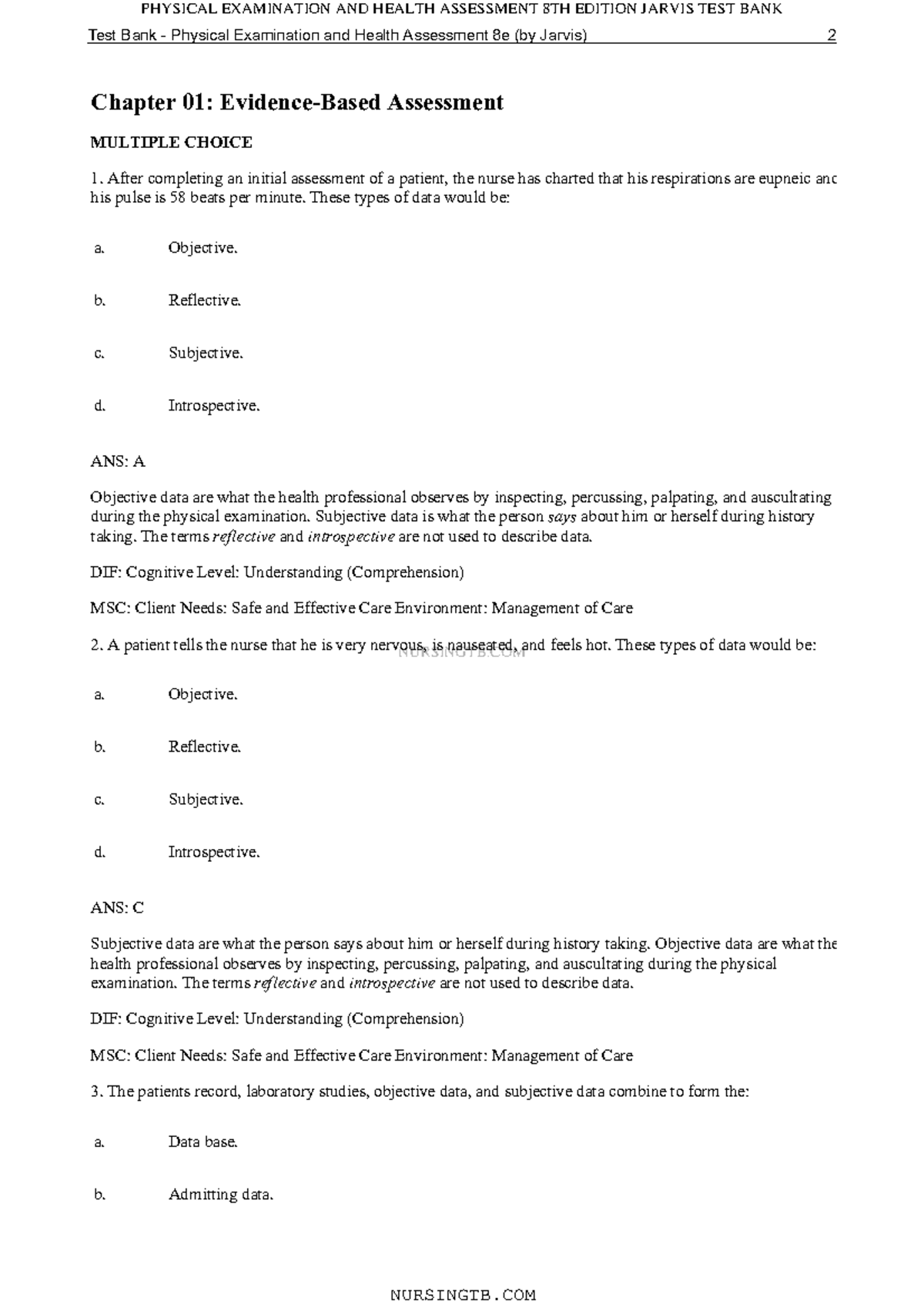 TB-Chapter 01 Evidence-Based Assessment - NURSINGTB Chapter 01 ...