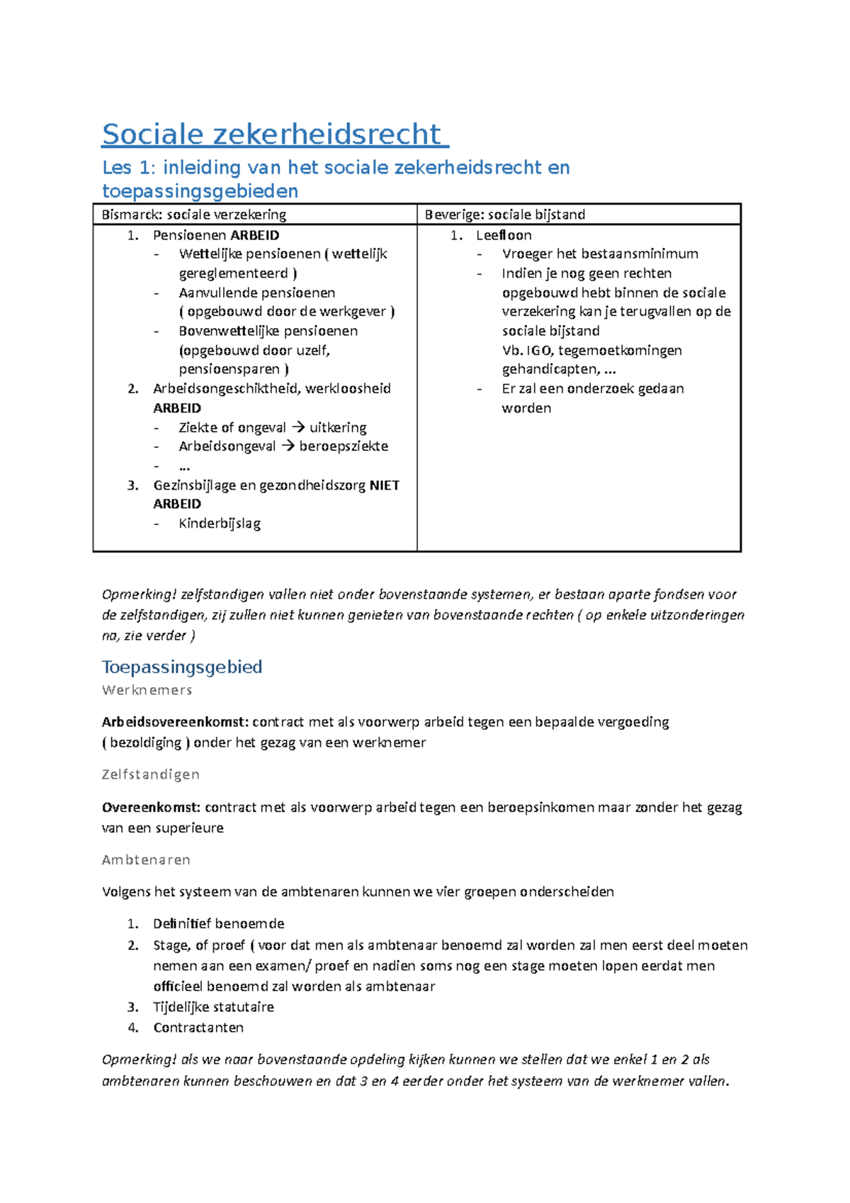 Les 1-3 Sociale Zekerheidsrecht - Sociale Zekerheidsrecht Les 1 ...