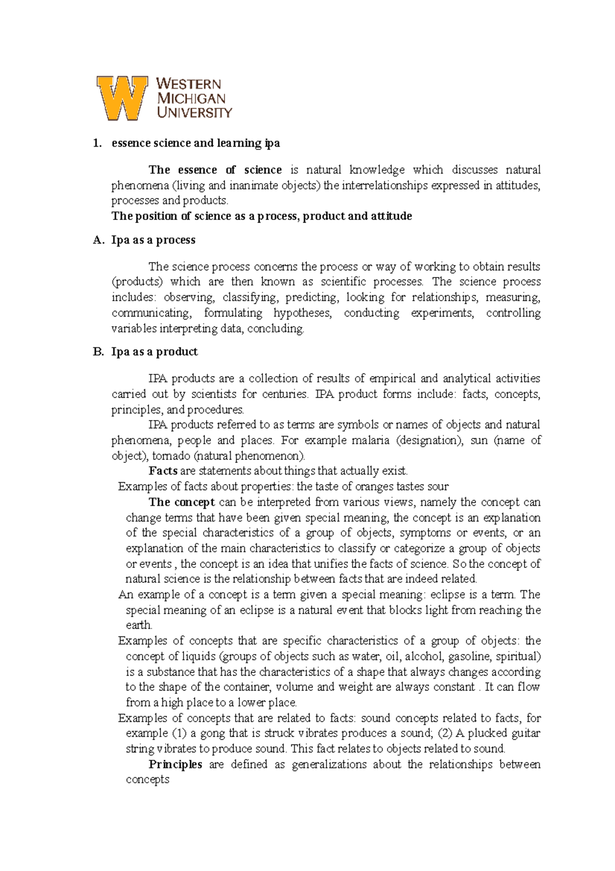 Task 20 - task - essence science and learning ipa The essence of ...