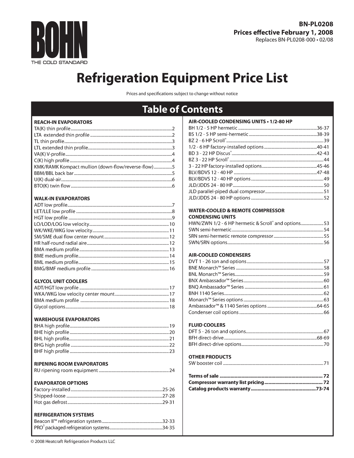 Heatcraft Refrigeration Products Bn Pl0208 Manual De Usuario ...