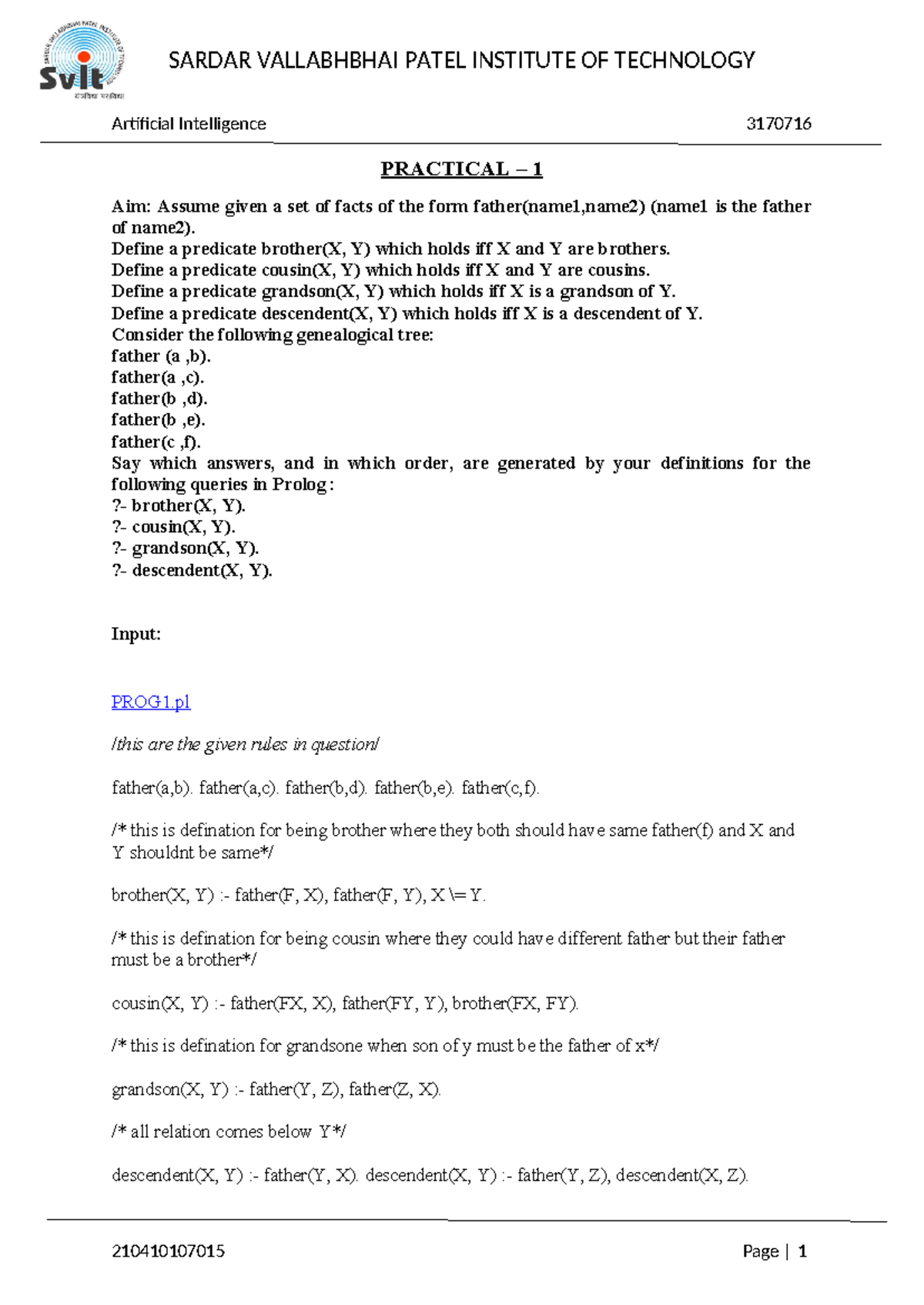 AI - just some practical - Artificial Intelligence 3170716 PRACTICAL ...