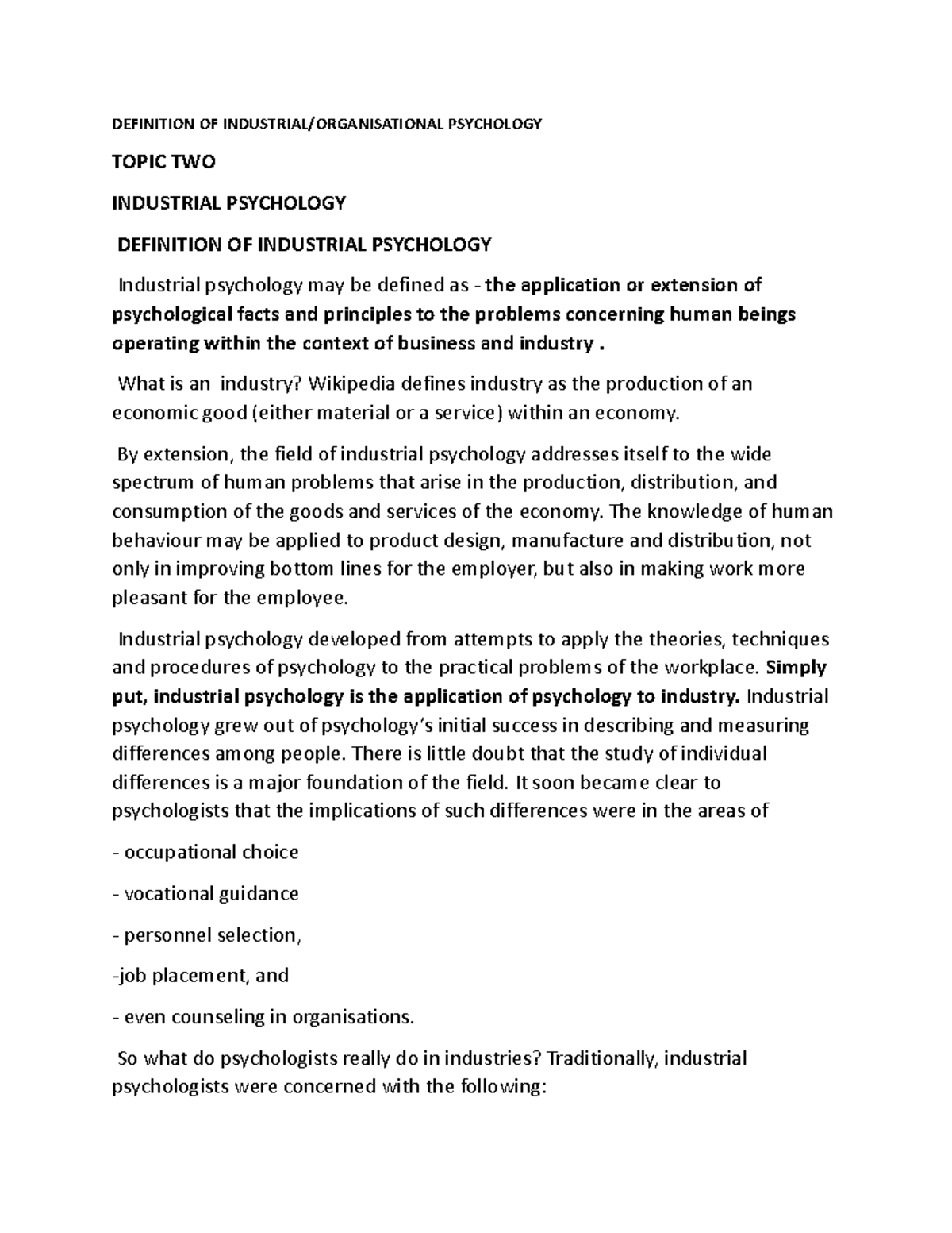 Definition OF Industrial DEFINITION OF