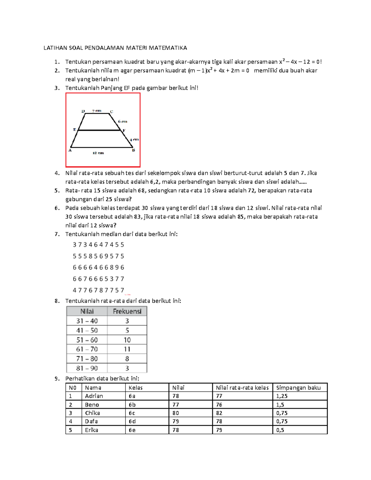 Latihan Soal Pendalaman Materi Matematika - LATIHAN SOAL PENDALAMAN ...