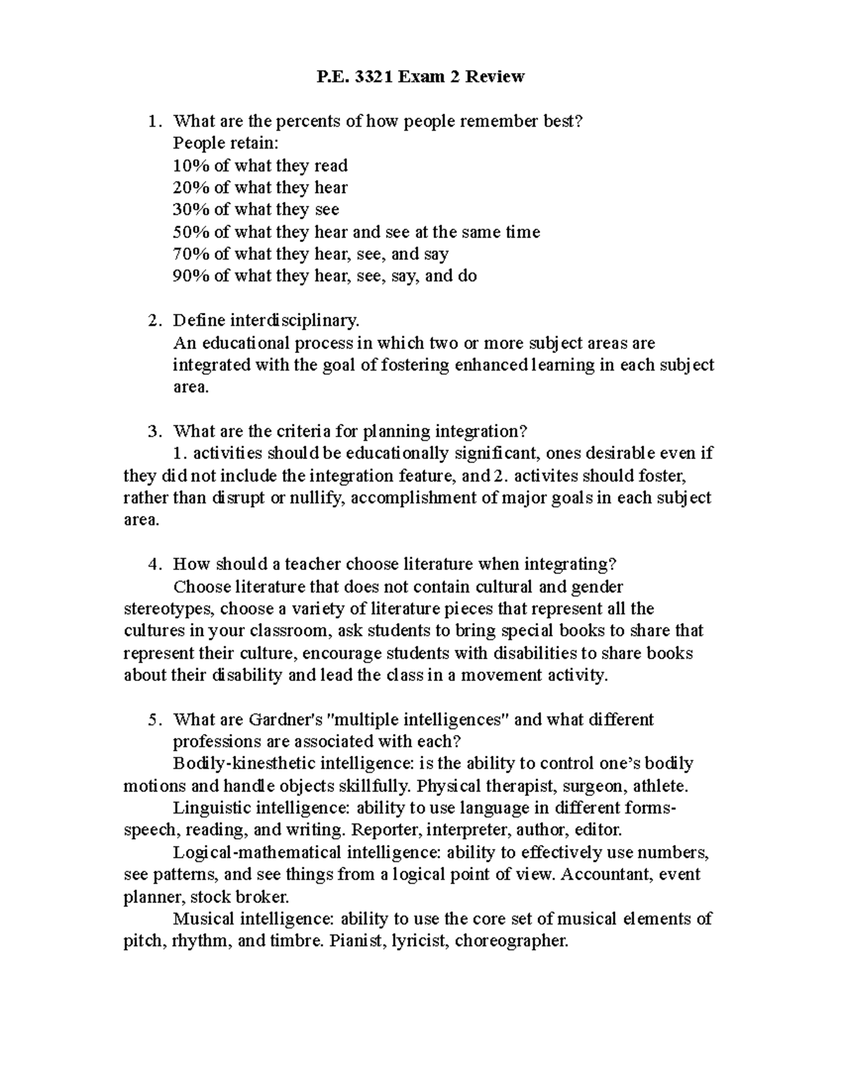 ESS 3321 Exam 2 Review - P. 3321 Exam 2 Review 1. What are the percents ...