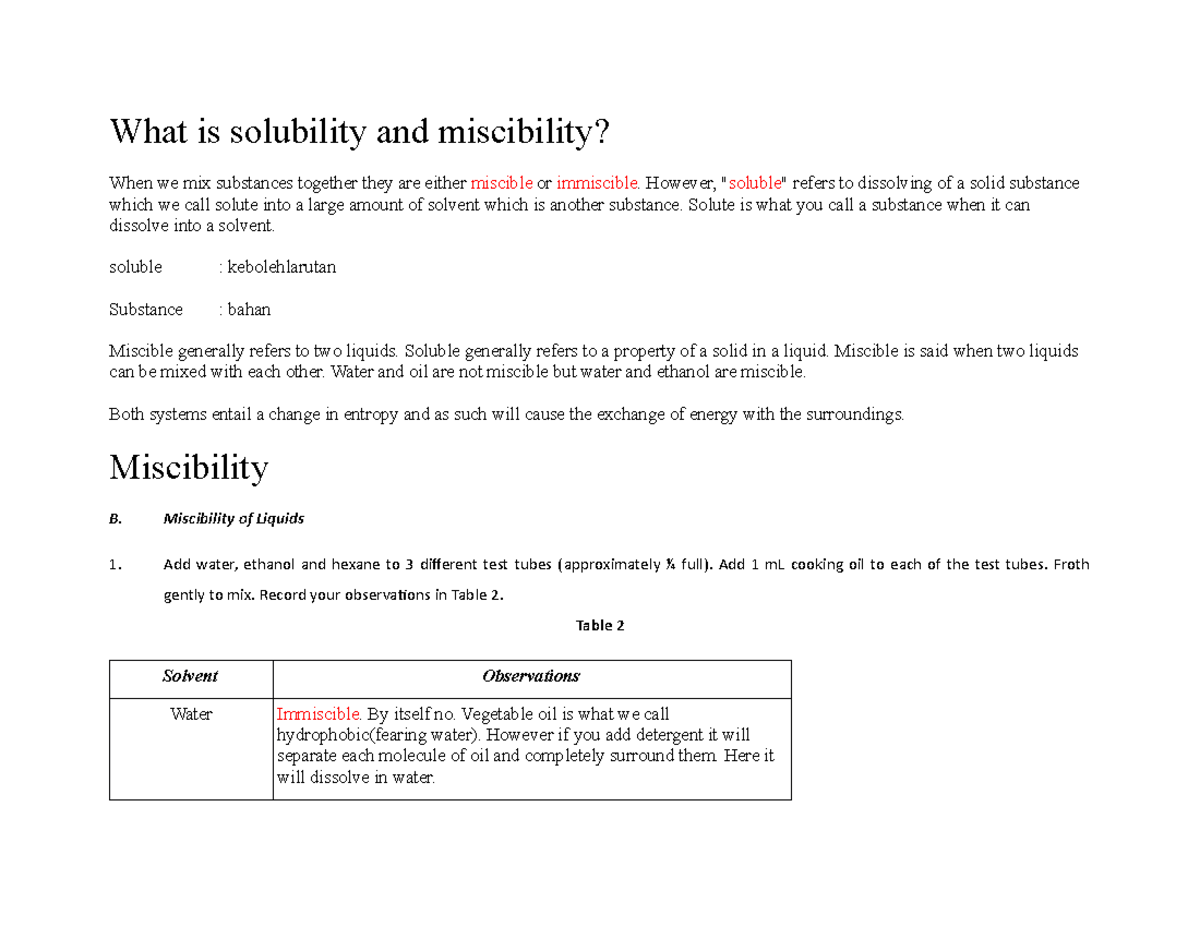 What Is Solubility Give At Least Two Examples