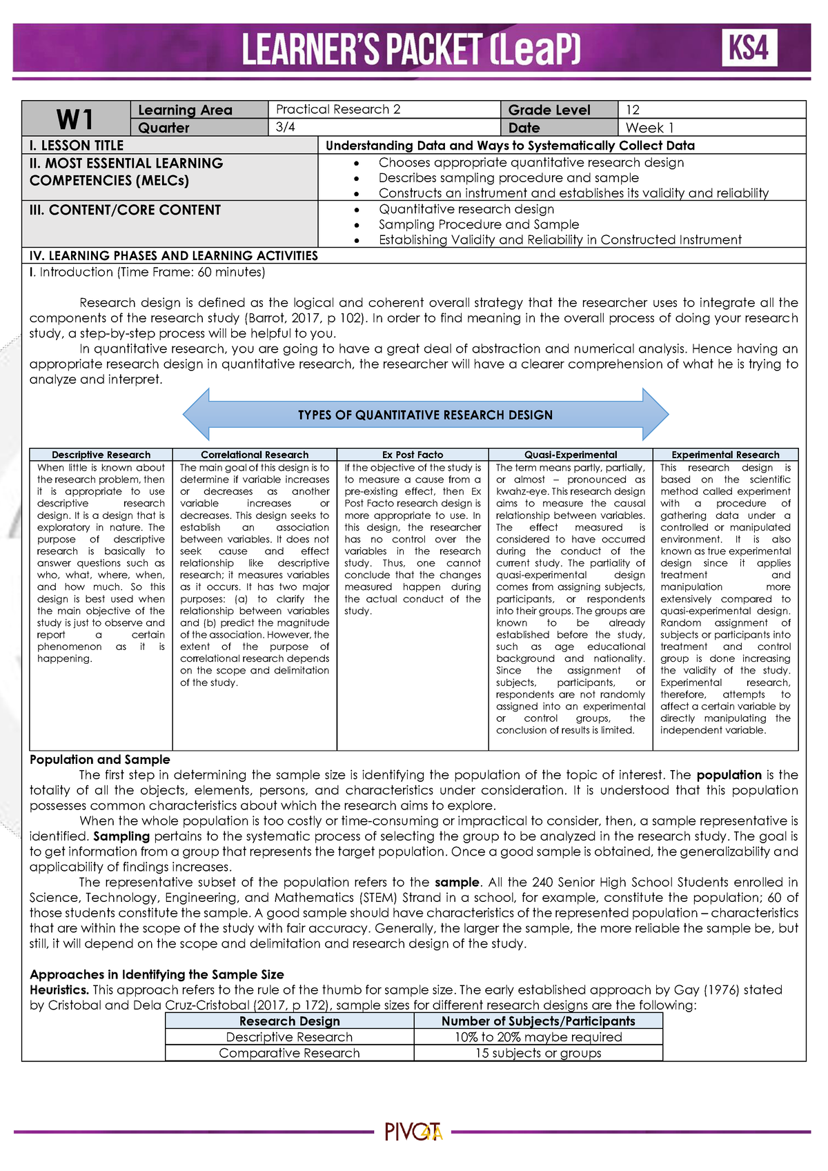 Q4 Applied Practical Research 2 W Learning Area Practical Research 2