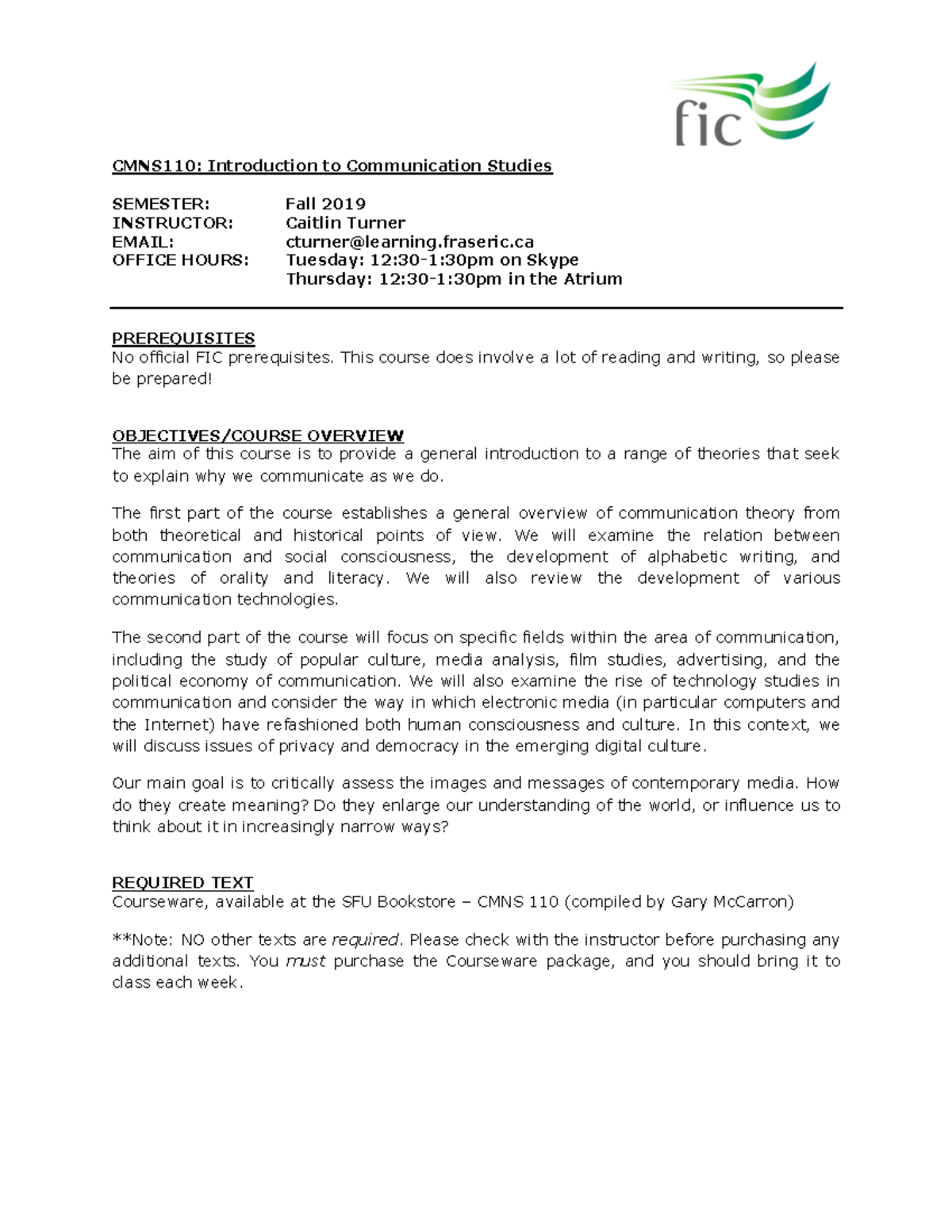 CMNS110 - 2019 03 - Lecture notes 1 - CMNS110: Introduction to ...