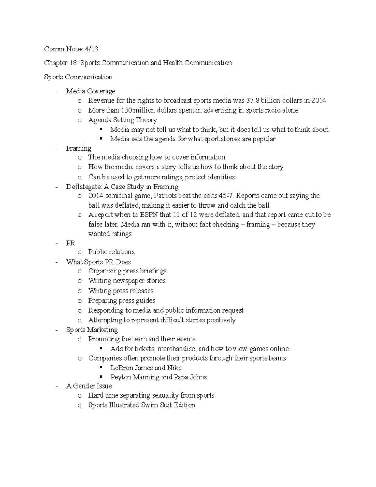 Chapter 18Sports Communication and Health Communication Comm Notes 4