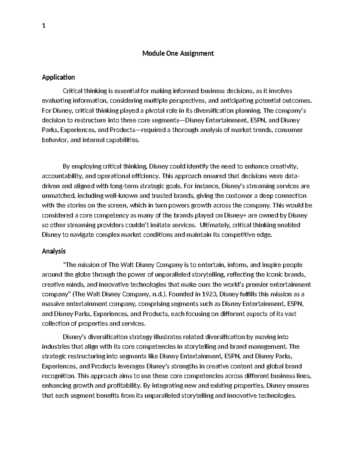 BUS225 Module One Assignment - 1 Module One Assignment Application ...