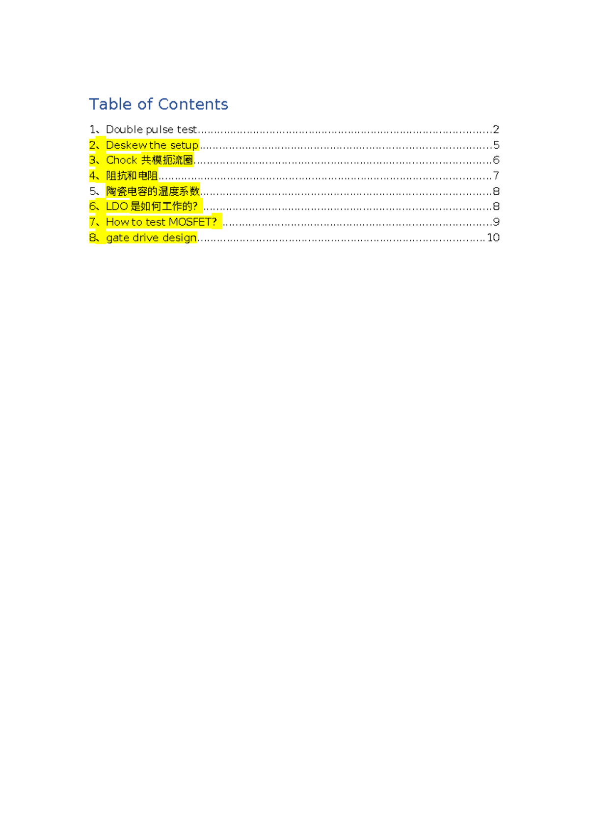 DPT - power electronic notes - Table of Contents 1 、Double pulse - Studocu