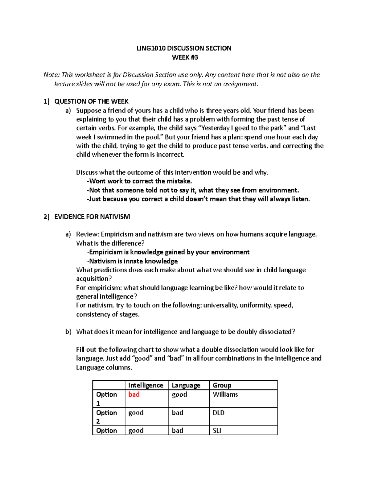 Section 03 Handout (012) - LING1010 DISCUSSION SECTION WEEK Note: This ...