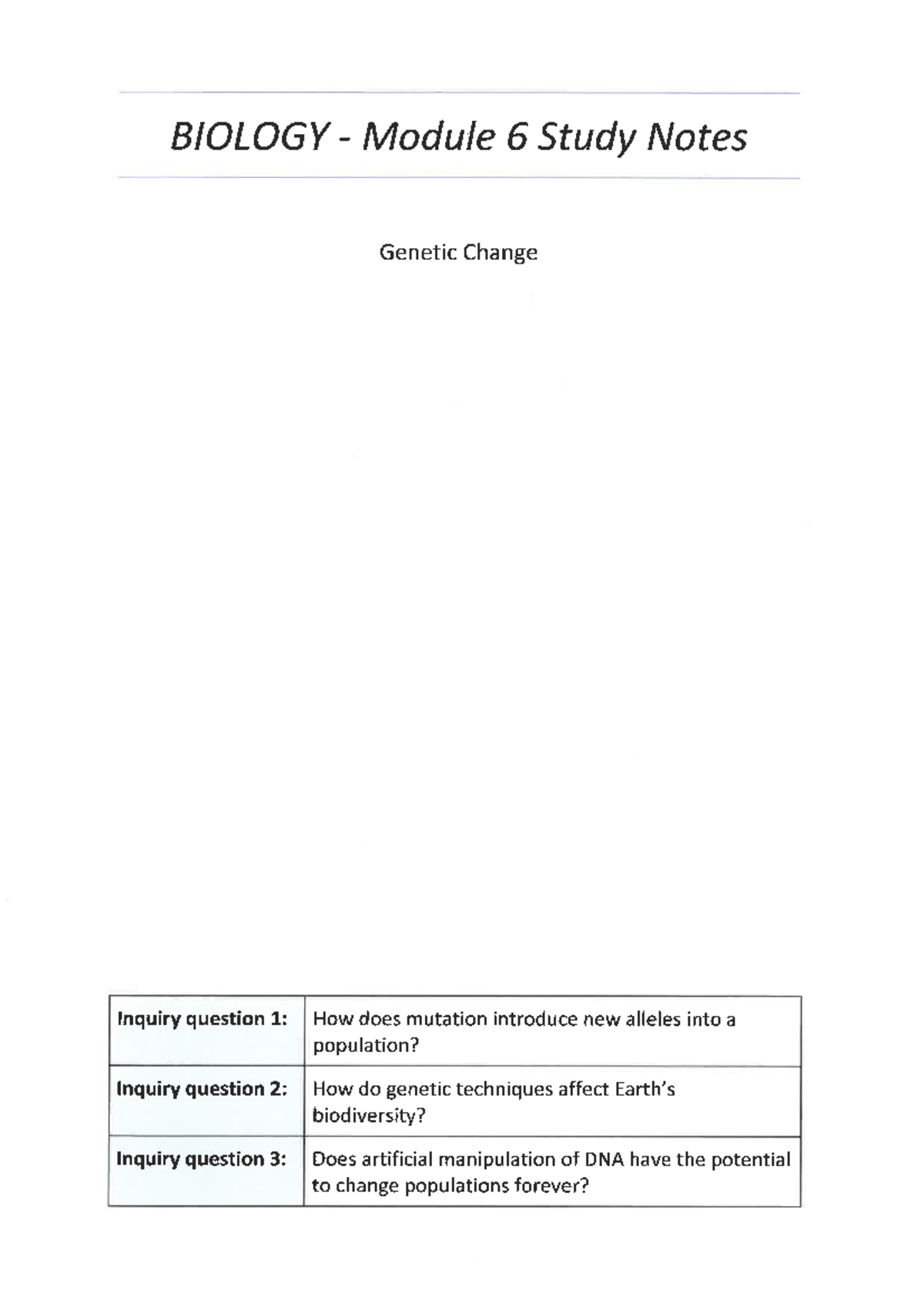 Module 6 BIOLOGY - Studocu