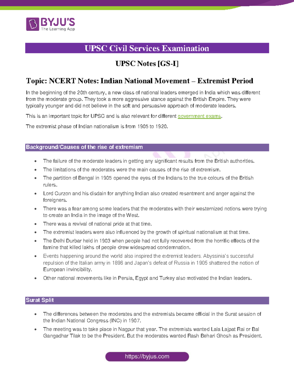 Indian National Movement – Extremist Period UPSC Notes 1 - UPSC Civil ...
