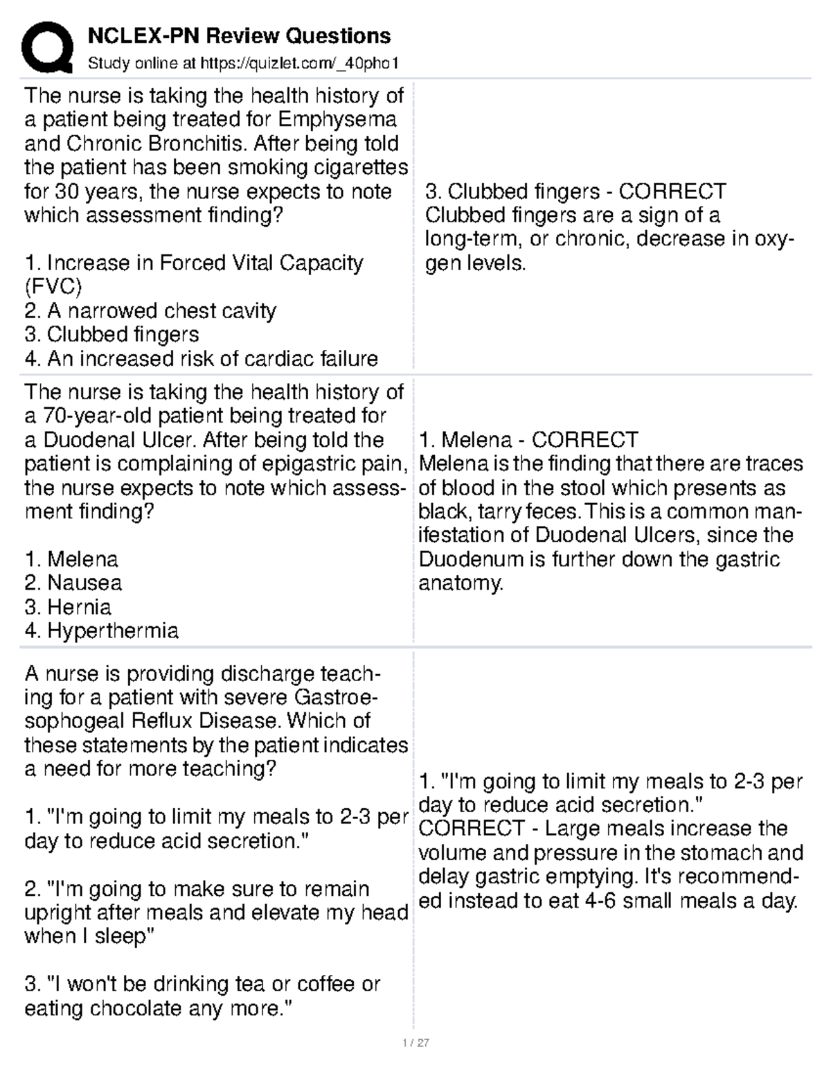 Quizlet 3 Study online at quizlet/_40pho The nurse is taking the