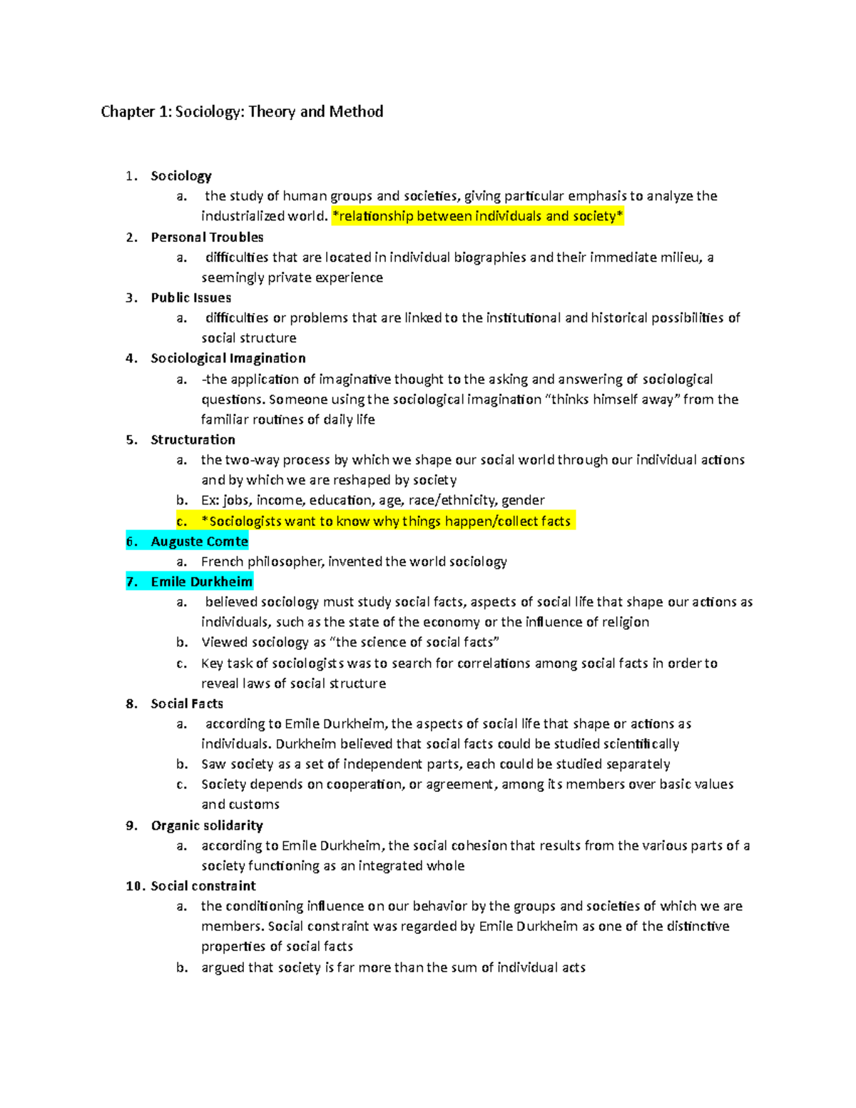 Chapter 1 Theory And Method Chapter 1 Sociology Theory And Method