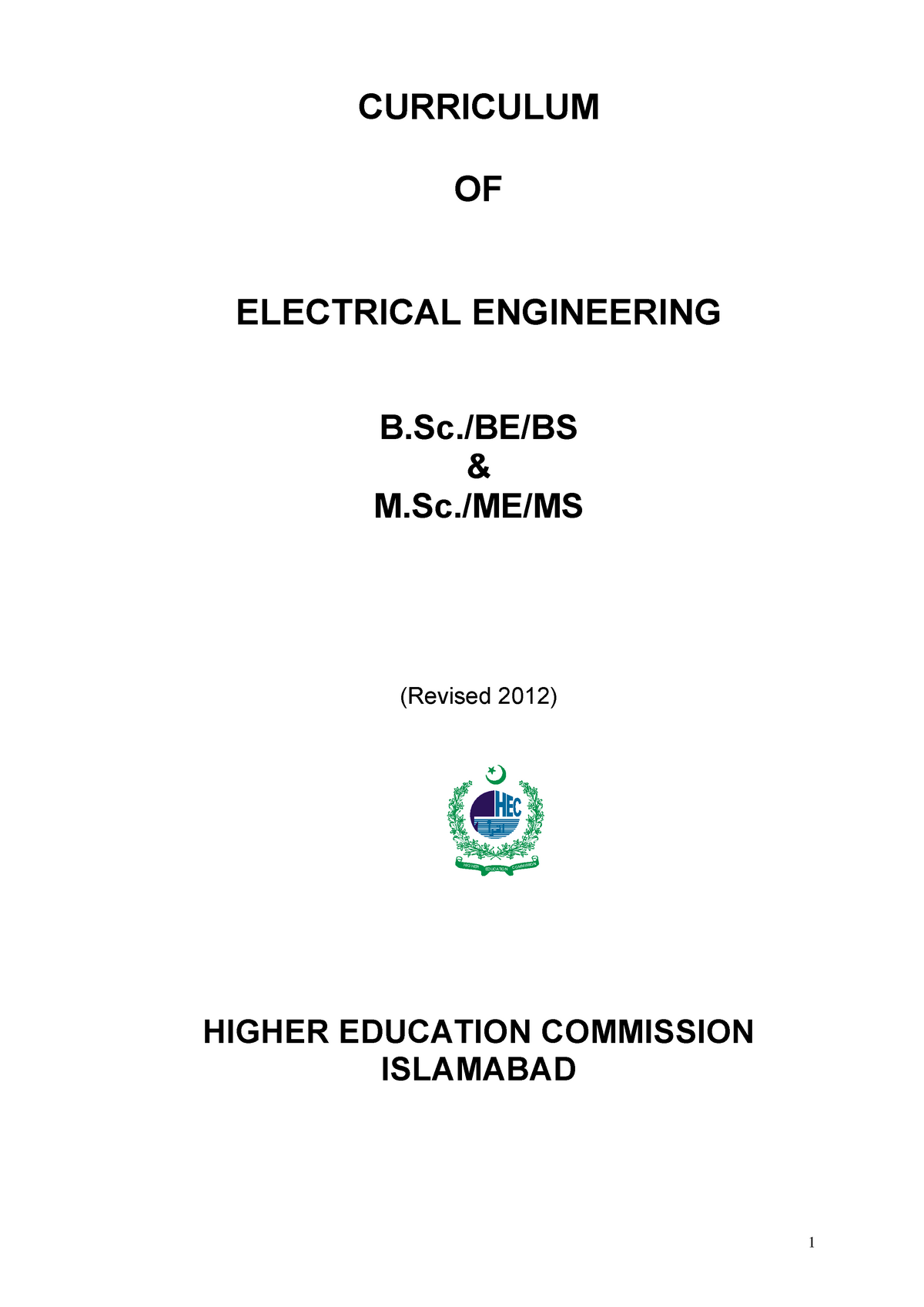 Electrical Engineering-2011-12 - CURRICULUM OF ELECTRICAL ENGINEERING B ...