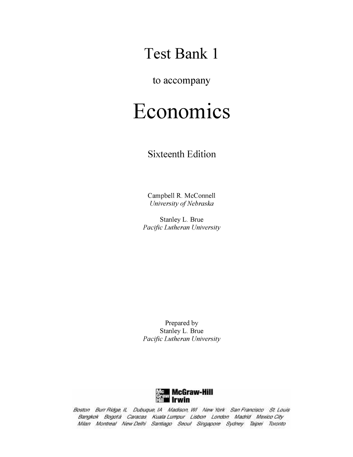 Economics - Test Bank - Econ - Test Bank 1 To Accompany Economics ...