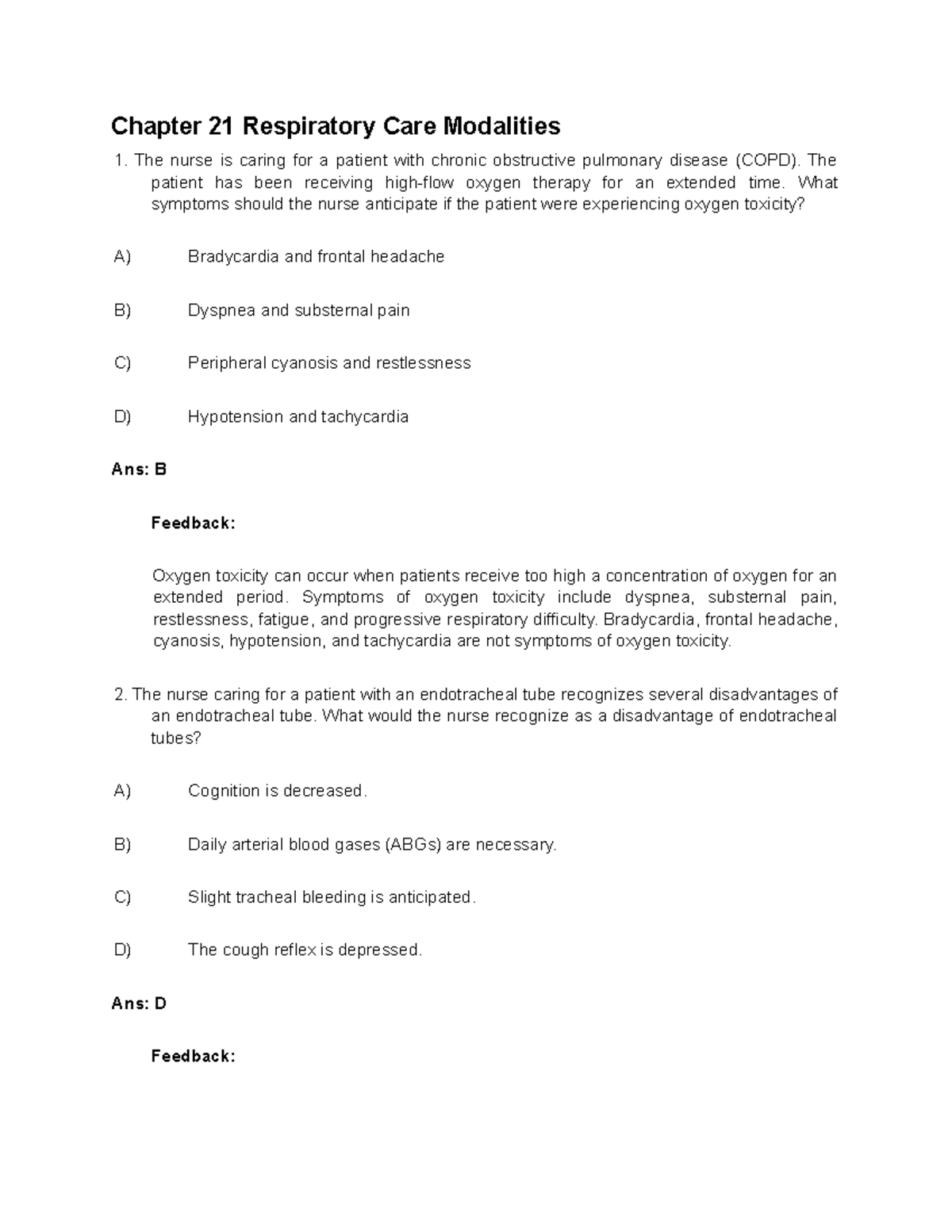 Chapter 21 Respiratory Care Modalities - Chapter 21 Respiratory Care ...