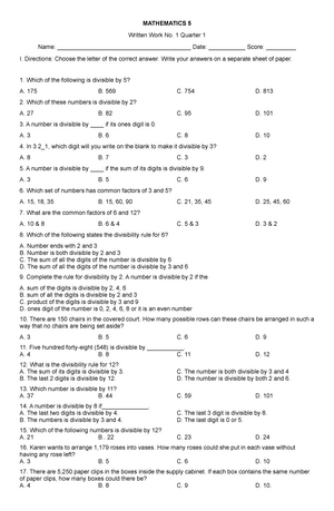 Summative Test English Module 1 2 - ENGLISH 5 Written Work No. 1 ...