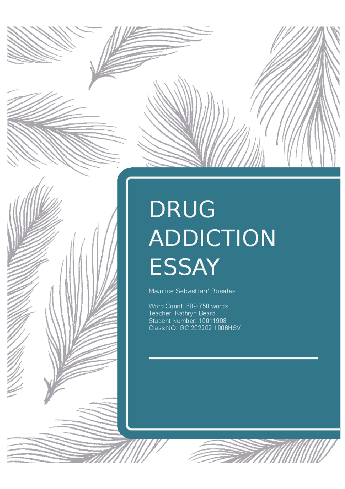 drug addiction essay with outlines