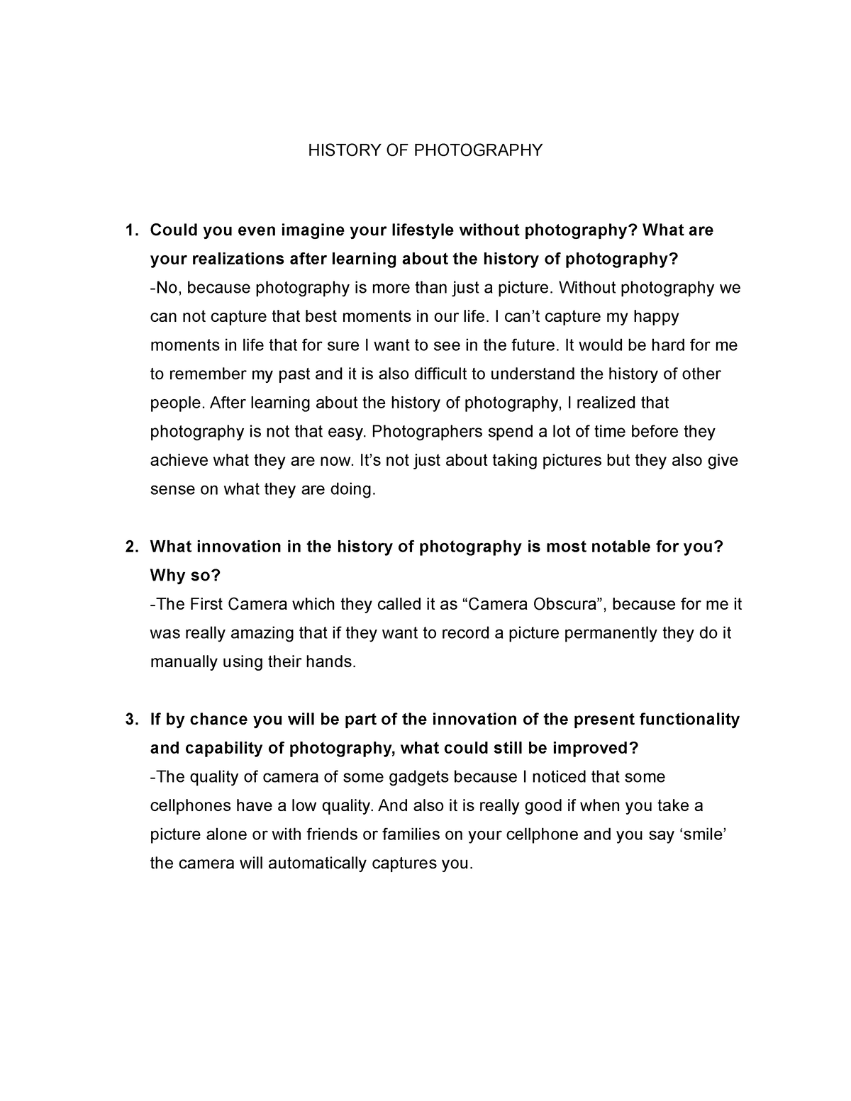 history of photography essay brainly