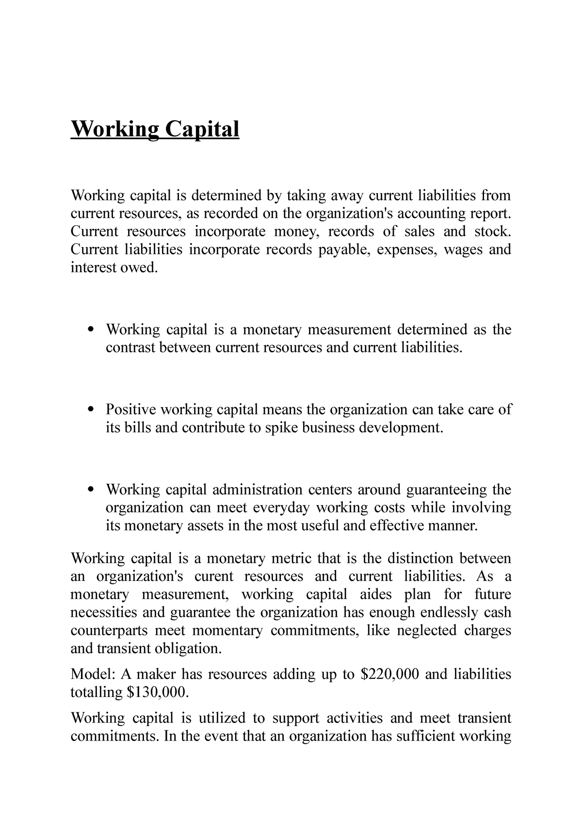 working capital thesis