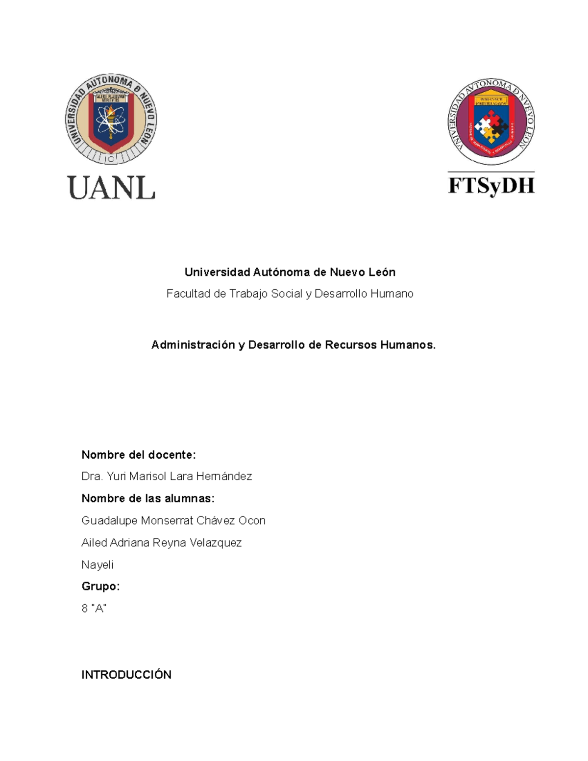 Evidencia 2 ADRH - ADMINISTRACION DE RECURSOS HUMANOS - Administración ...
