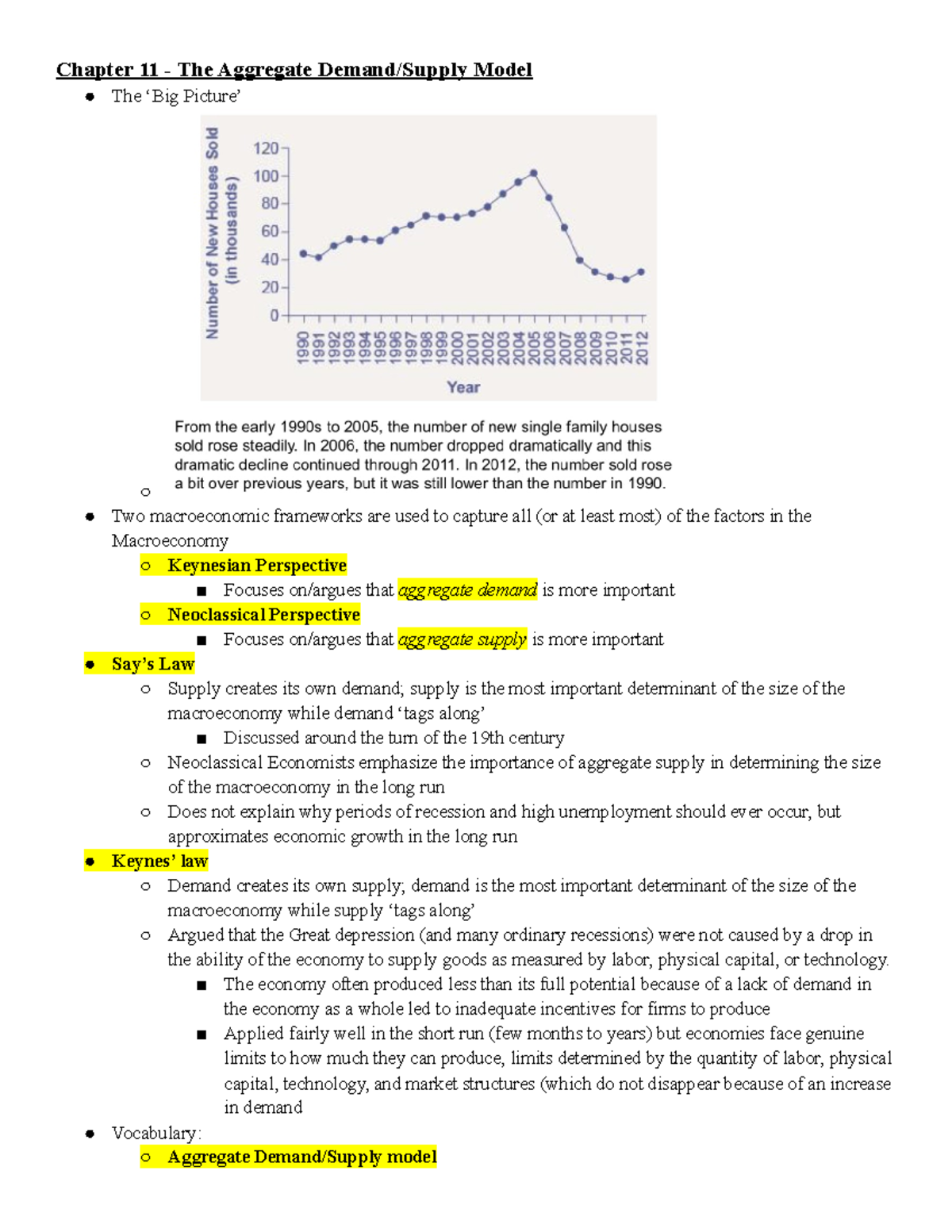 Chapter 11 - The Aggregate Demand & Supply Model - The economy often ...