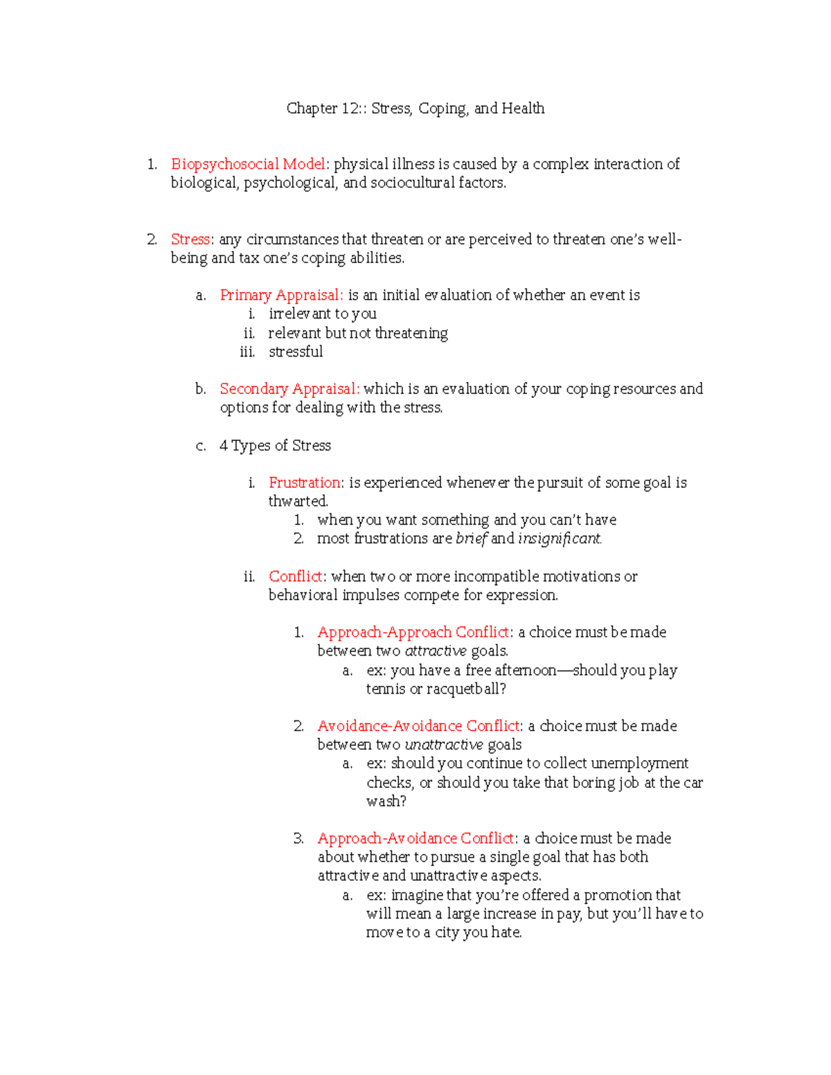 Psychology Ch.12 Stress Coping Health - Chapter 12:: Stress, Coping ...