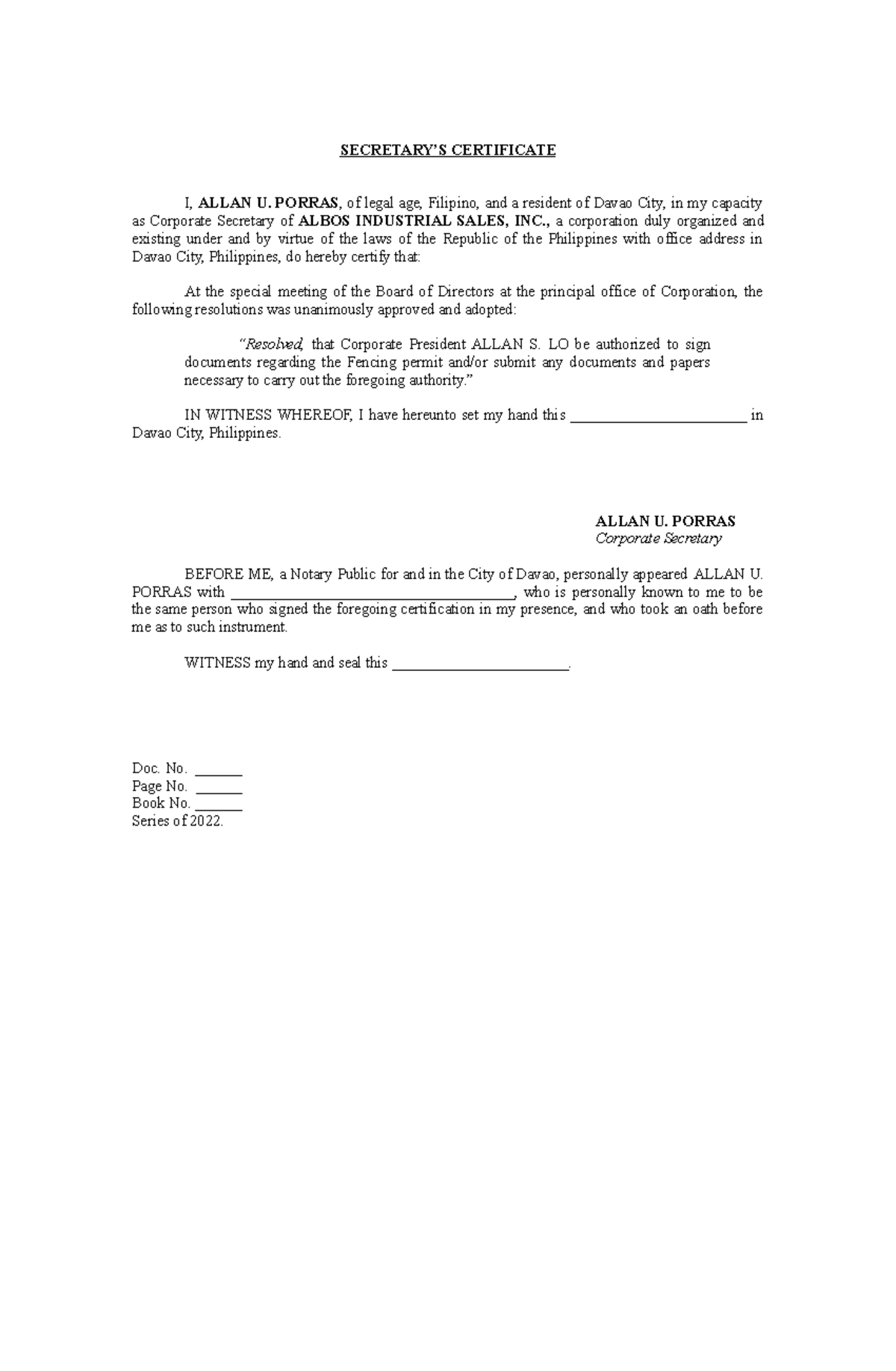 Secretary S Certificate Authorized Signatory Fencing Permit   Thumb 1200 1835 