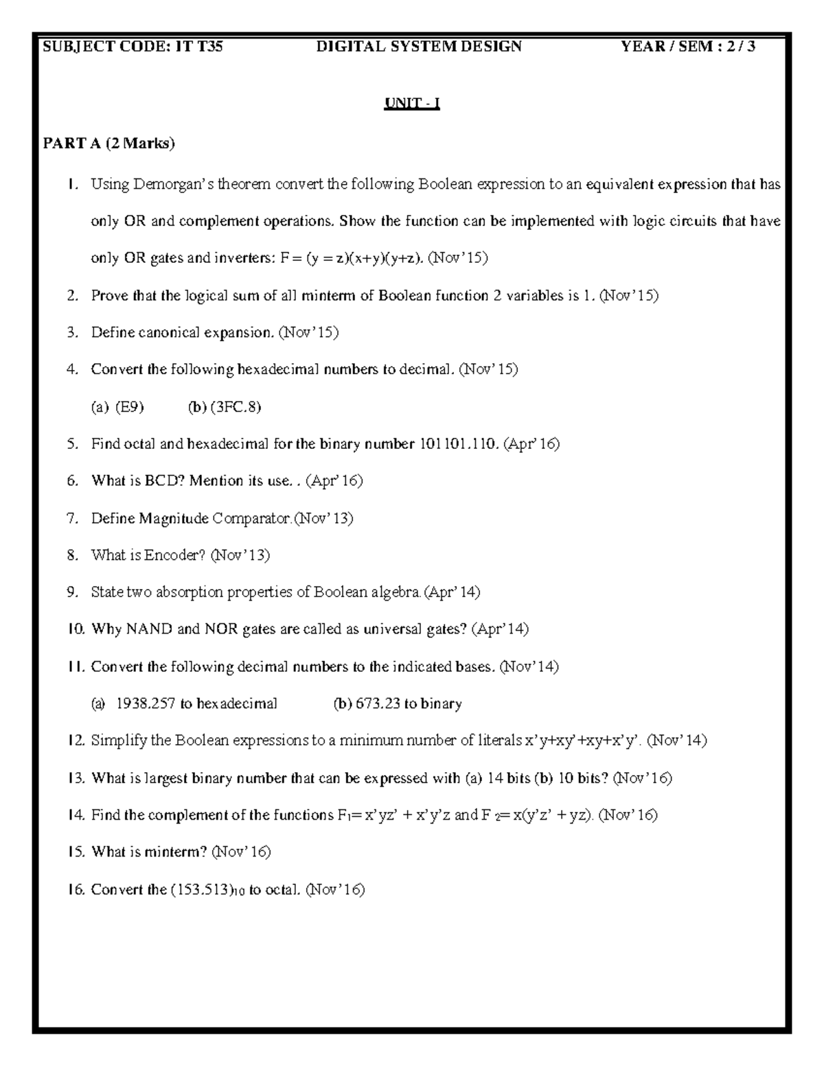 DSD(IQ) - Collection Set of Digital System Design Important Questions ...