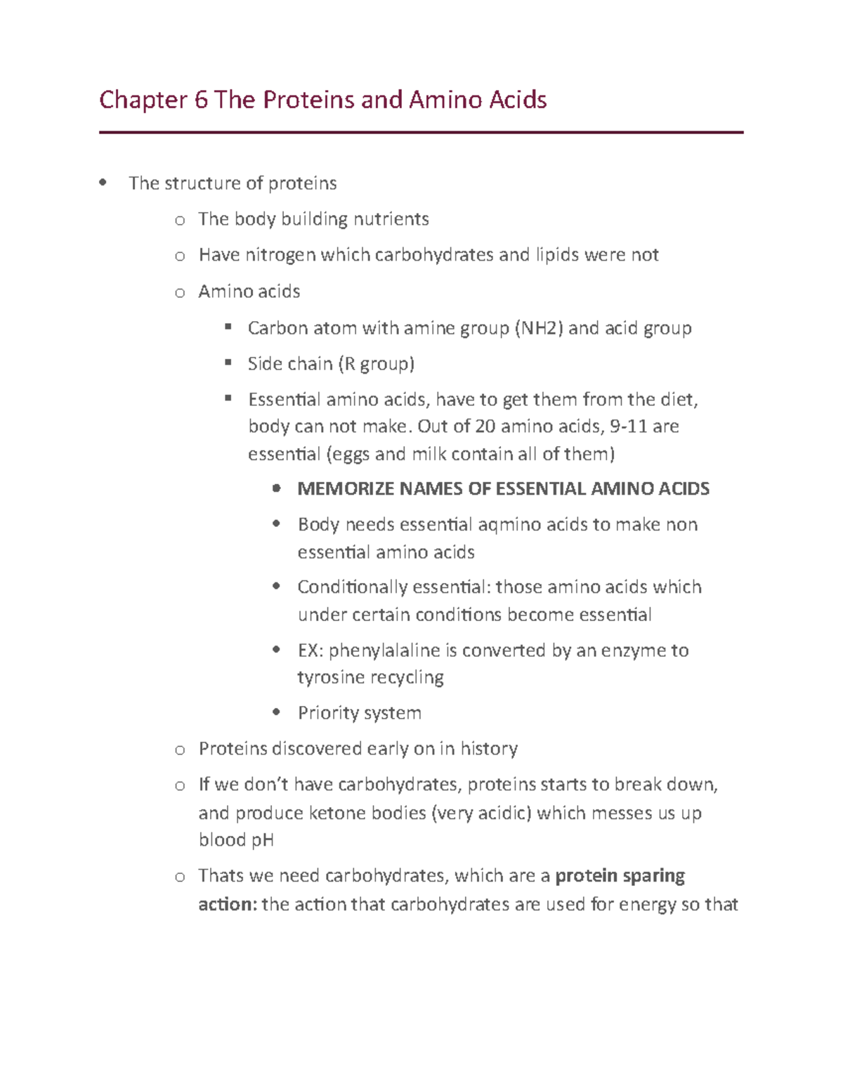Chapter 6 The Proteins And Amino Acids - Chapter 6 The Proteins And ...