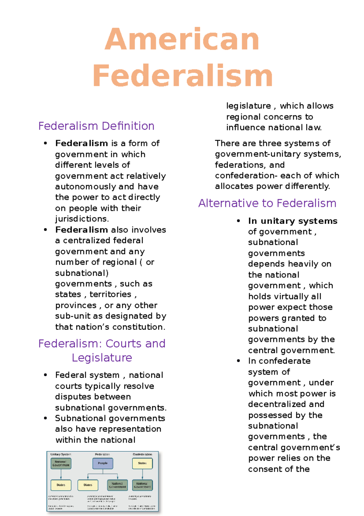 Chapter 3 American Federalism American Federalism Federalism Definition Federalism Is A Form