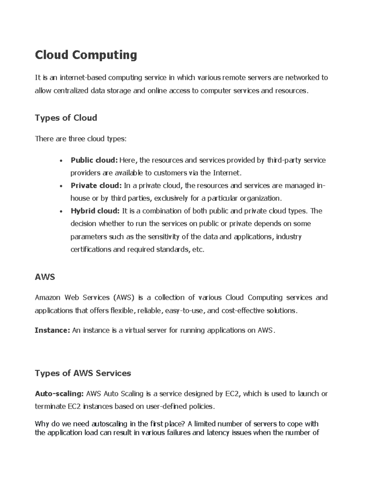 Cloud Computing Notes Cloud Computing It is an