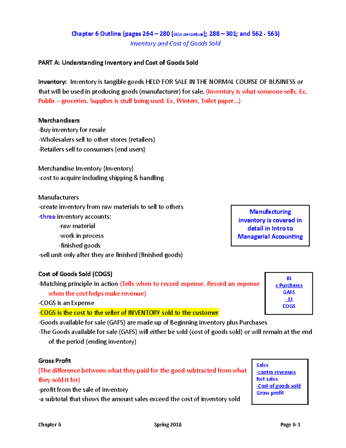 Chapter 6 - Lecture notes 6 - Chapter 6 Outline (pages 264 280 (skip ...