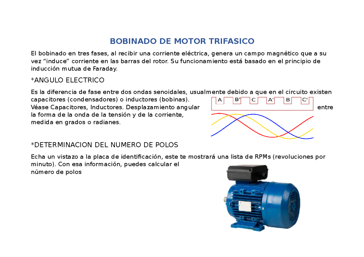 Bobinado DE Motor Trifasico TRB1 - BOBINADO DE MOTOR TRIFASICO El